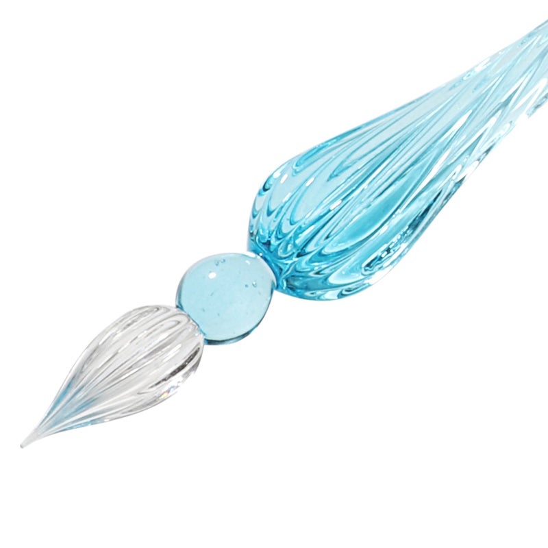 molshine Handmade Glass Dip Pen Crystal Calligraphy Pen Signature Dipped Pen for Artist Women Men Teens,Writing Drawing Decoration Gifts (Lake Blue) - Image 2